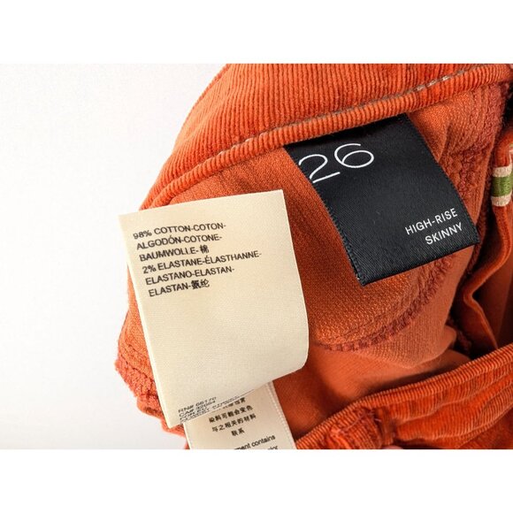 Anthropologie Pilcro Pants Womens 26 Orange High-Rise Skinny Button Fly Corduroy - Picture 4 of 13